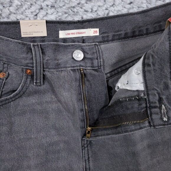 Levi’s Low Pro Stonewash Mid Rise Relaxed Straight Gray Bleach Splatter Size 28 - Picture 6 of 13